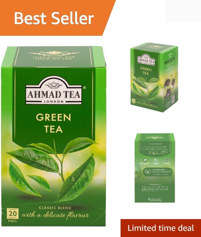 Delicious Green Tea Pure, 20 Count Tea Bags – Low Caffeine & Sugar-Free