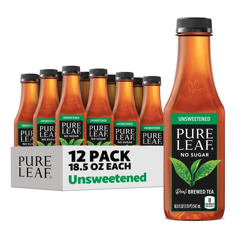 Pure Leaf Iced Tea, Unsweetened Real Brewed Tea, Zero Sugar & Zero Calories, 18.