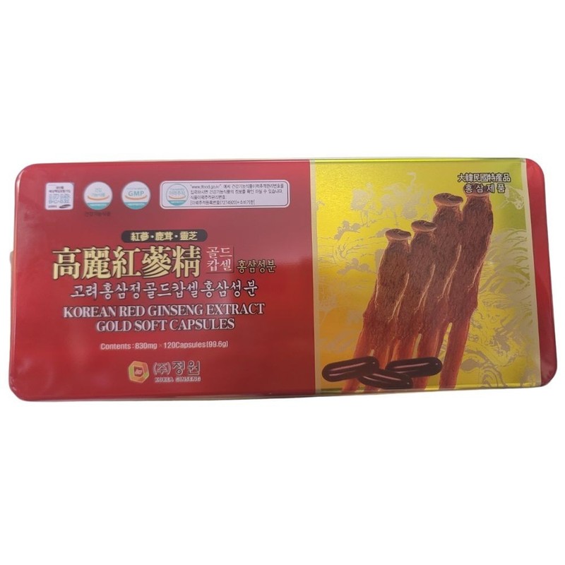 (Express) Korean Red Ginseng Extract Gold Soft Capsules 830 mg × 120 Capsules