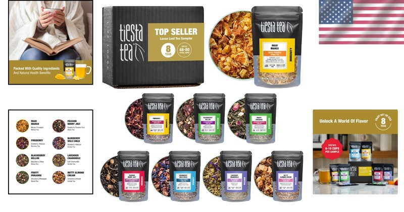 Top 8 Loose Leaf Tea Sampler Set - Perfect Mother's Day Gift, Up to 80 Cups gallery