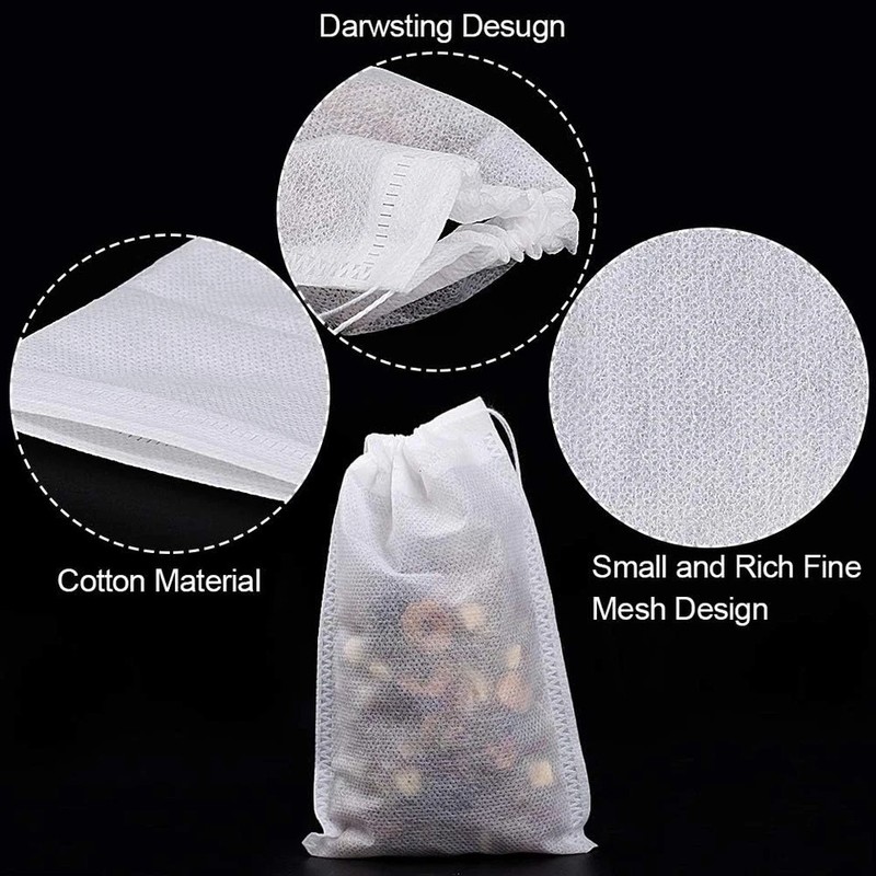 100Pcs Large Tea Bag - Disposable Empty Tea Filter Bags No Mess Mesh Bags with D gallery