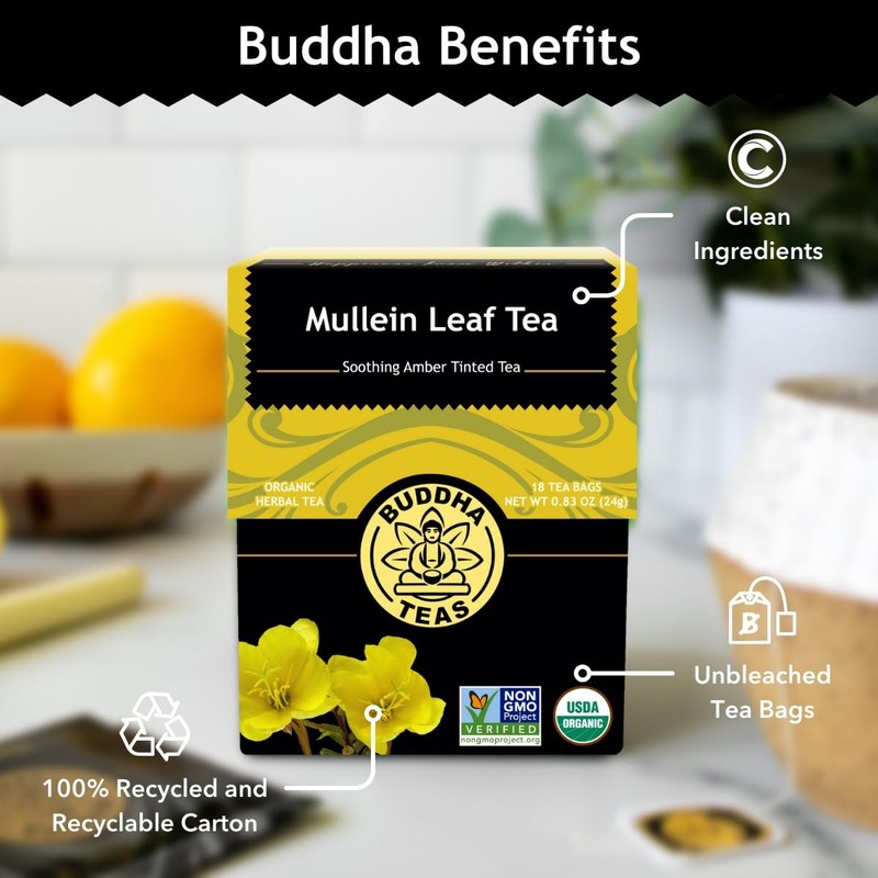 - Mullein Leaf - Organic Tea - Single Ingredient - Warm Amber Hue - Mild, Ear... gallery