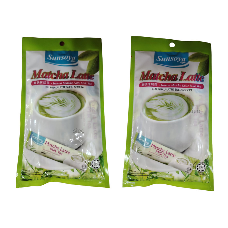 Sunsoya Matcha Latte Instant Milk Tea 2 Packs 54g each Malaysia Green Tea Drink