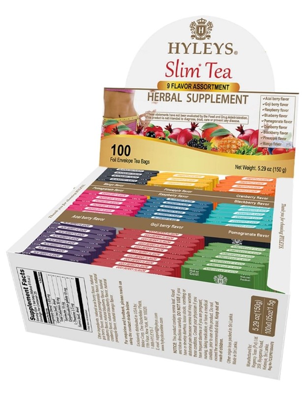 HYLEYS Slim Tea 9 Flavor Assortment 100 Ct - 100 Count (Pack of 1), Assorted gallery