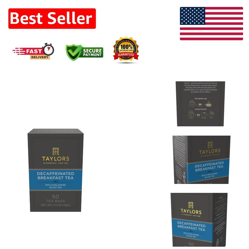 50 Count Decaffeinated Breakfast Tea Bags – Natural & Caffeine-Free Delight