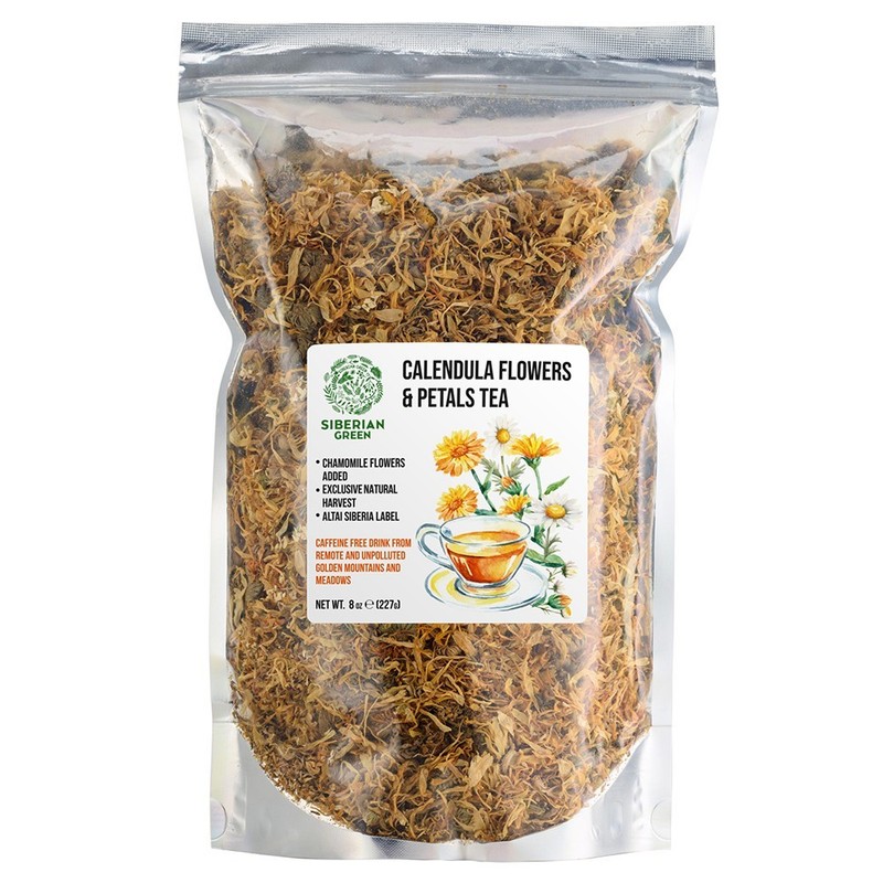 Siberian Green Calendula Flowers Petals Tea 227g (8 oz) Dried Marigold Altai gallery