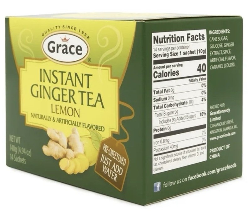 Grace Instant Ginger Lemon Tea Pre Sweetened Jamaican Tea Bags 56 Count (4 Pack) gallery