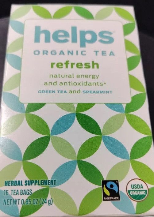 2) Boxes Helps Teas Refresh Organic Green Tea W/Spearmint Herbal 32 Tea Bags NIB gallery