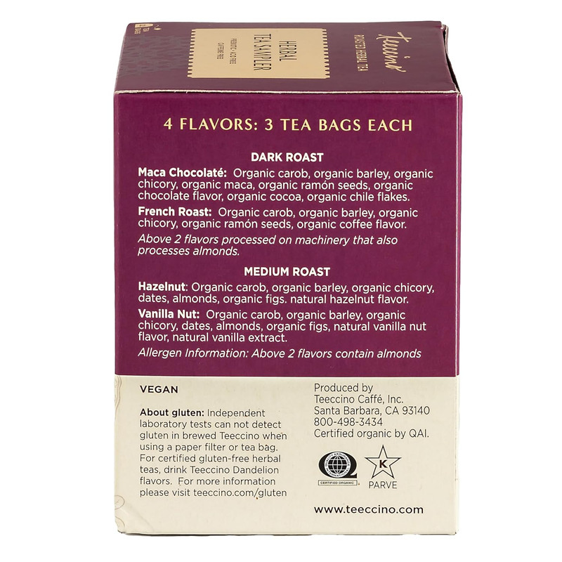 Herbal Tea Sampler Assortment - 12 Tea Bags - Maca Chocolaté, French Roast, Haze gallery