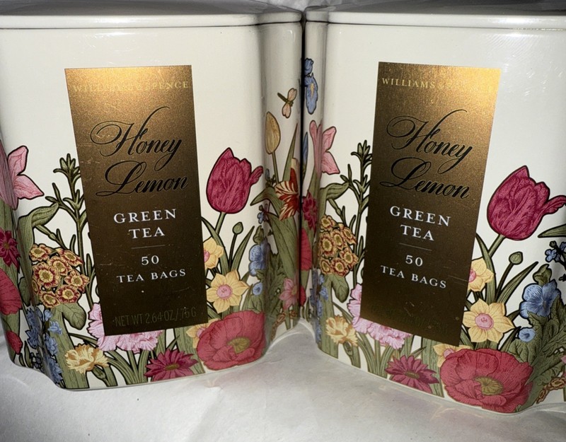 WILLIAM & SPENCE 🫖 HONEY LEMON 🍋 GREEN TEA 🫖 100 tea bags-2 tins BB:02/2028