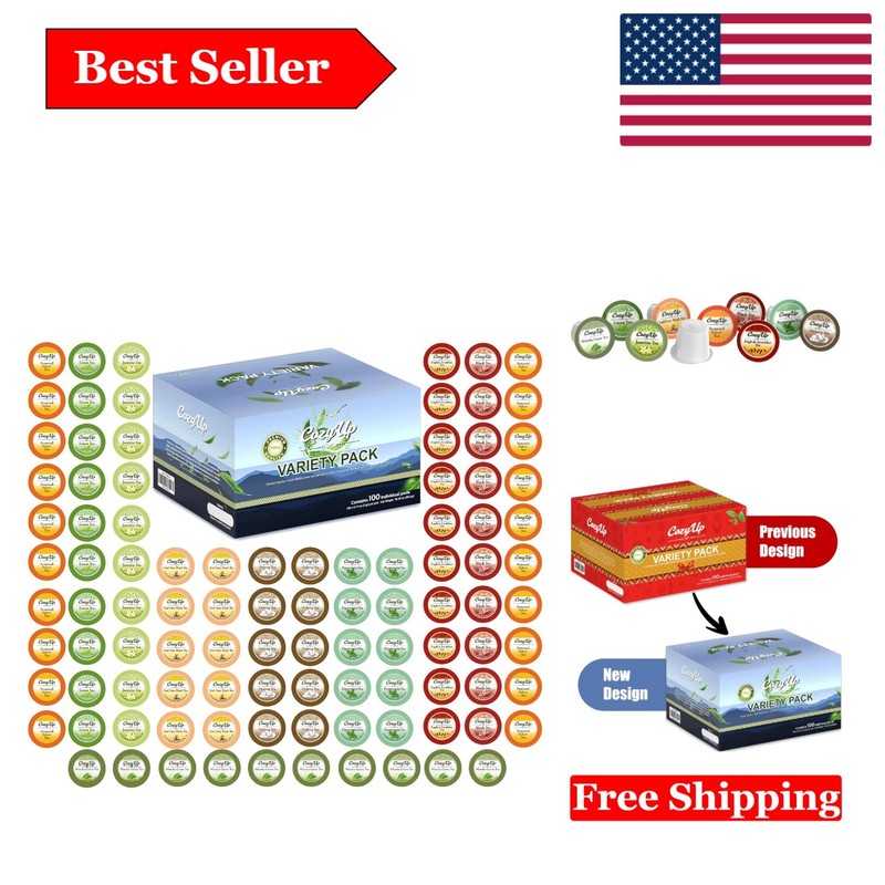 Assorted Tea Pods Sampler – 100 Count for Keurig K-Cup Brewers