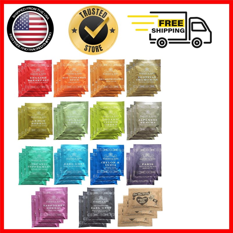 Individually Wrapped Tea Sampler 42 Count – Gourmet Variety with Honey Crystals