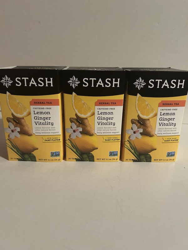 6Pack – Stash Lemon Ginger Vitality Herbal Tea Bags-120 Count Total Exp 07/22/27