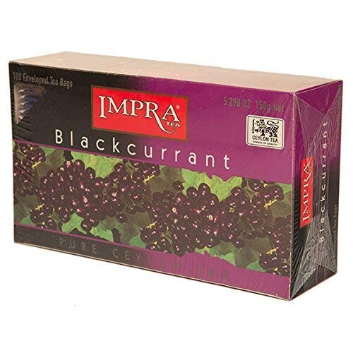 Impra Blackcurrant Pure Ceylon Black Tea Teabags Sri Lanka 100 Tea Bags