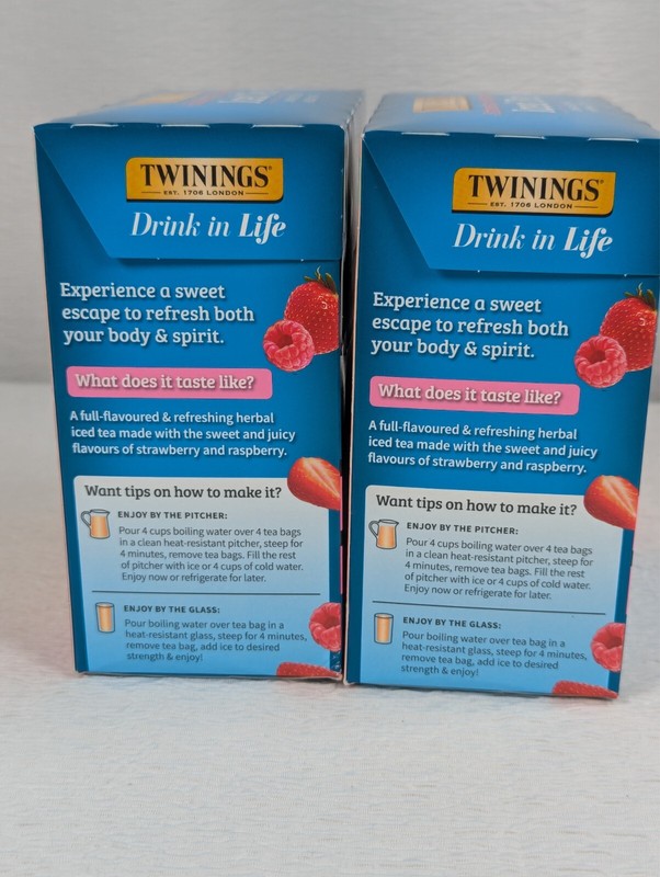 Twinings - Strawberry & Raspberry - Iced Tea Bags - 72 ct - 2 Packs - exp: 01/27 gallery