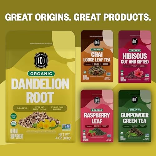 Organic Dandelion Root Loose Tea - Caffeine Free, 16oz Bulk Resealable Bag gallery