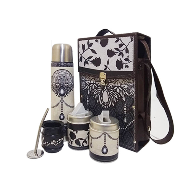 854LA New Set Yerba Mate Kit: Containers Gourd(Cup) Bombilla(Straw) Thermos Bag